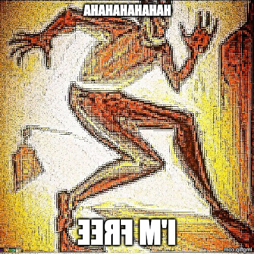 deep friend meme of a figure running away saying I'm free